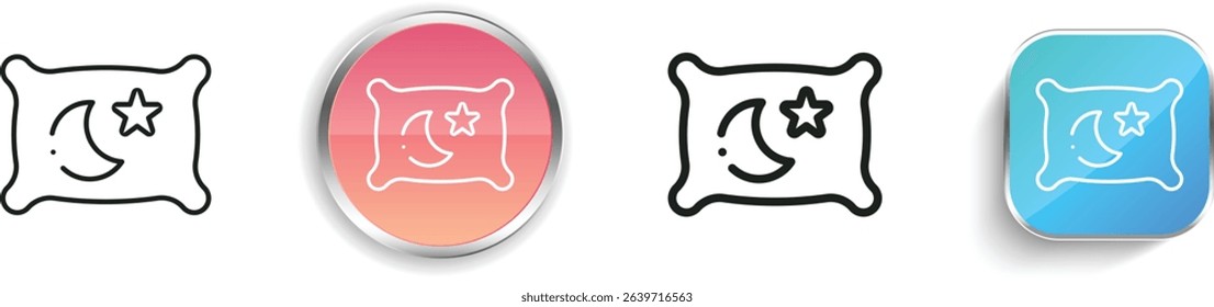 pillow icon. Thin Linear, Regular and Button Style Design Isolated On White Background