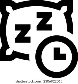icono de almohada con imagen de tiempo con color negro