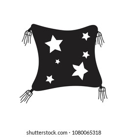 Pillow icon vector. Abstract cushion black logo.