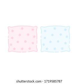 Pillow icon vector illustration isolated on white background. Pink and blue pillows for girl and boys.