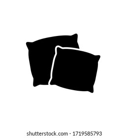 Pillow icon vector illustration isolated on white background. Two black pillows logo.