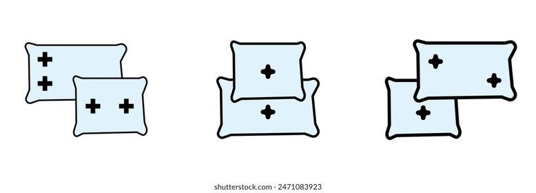 Pillow icon vector illustration isolated on white background. Pillow icon vector, filled flat sign, solid pictogram isolated on white. Symbol, logo illustration. Vector illustration. Eps file 111.