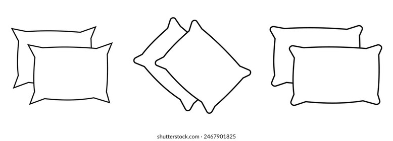  Pillow icon vector. Pillow sign and symbol. Comfortable fluffy pillow on white background.