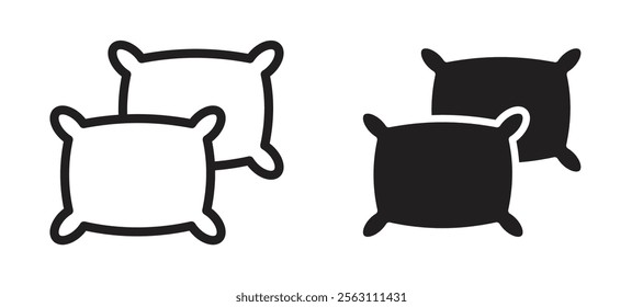pillow icons in black line and filled versions