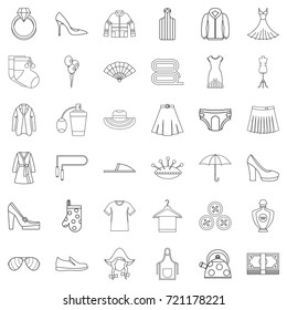 Pillow icons set. Outline style of 36 pillow vector icons for web isolated on white background