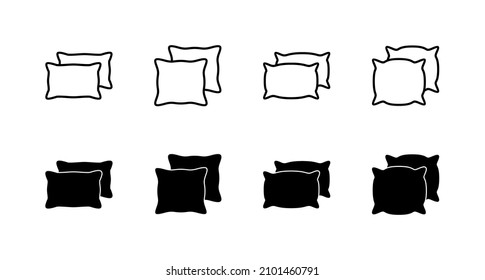 Pillow icons set. Pillow sign and symbol. Comfortable fluffy pillow