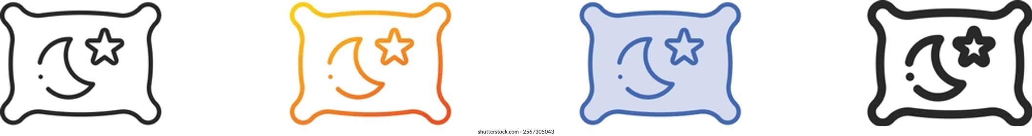 pillow icon.Thin Linear, Gradient, Blue Stroke and bold Style Design Isolated On White Background