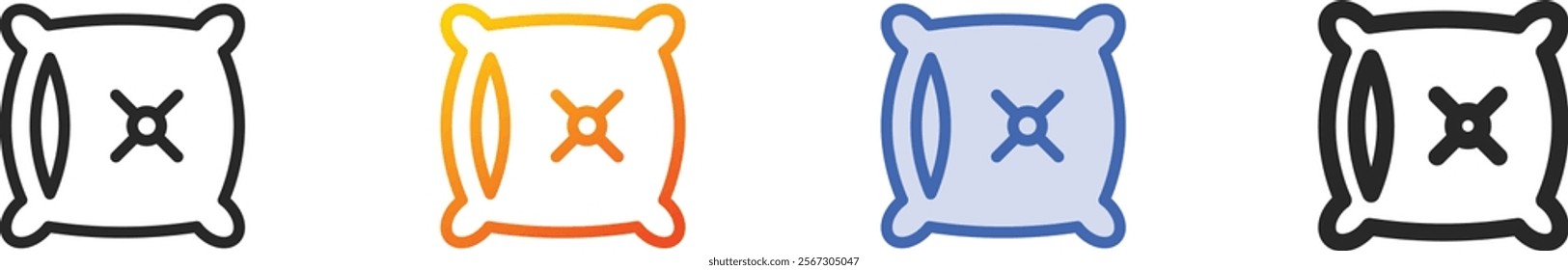 pillow icon.Thin Linear, Gradient, Blue Stroke and bold Style Design Isolated On White Background