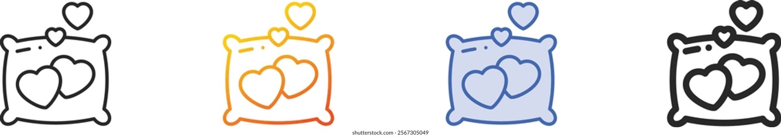 pillow icon.Thin Linear, Gradient, Blue Stroke and bold Style Design Isolated On White Background
