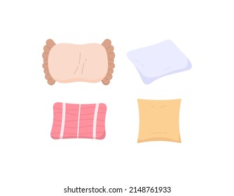 pillow illustration collection. icon or symbol. flat cartoon style. vector design elements