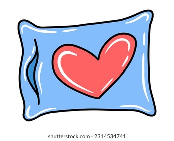Pillow Illustration with Heart Decoration