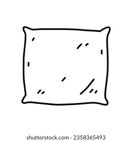 Pillow isolated on white background. Bedroom cushion. Vector hand-drawn illustration in doodle style. Perfect for cards, decorations, logo, various designs.