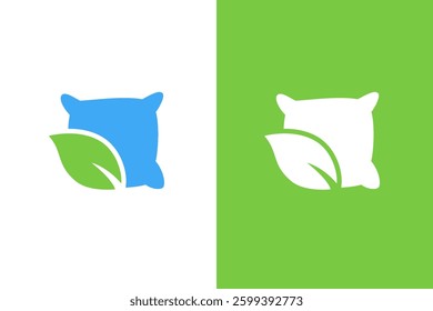 Pillow and leaf logo combination. Unique pillow logotype design template.