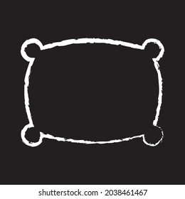 Pillow Line Icon design, white chalk. Draw a picture on the blackboard.