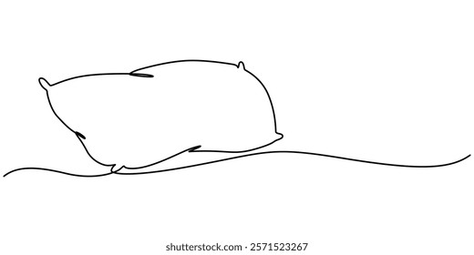 Pillow Line Icon, Outline Symbol Vector Illustration, One single line drawing of a pillow on a white background, Pillow continuous one line drawing, outline pro vector illustration.   