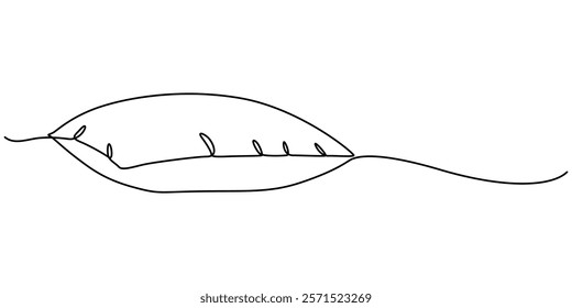 Pillow Line Icon, Outline Symbol Vector Illustration, One single line drawing of a pillow on a white background, Pillow continuous one line drawing, outline pro vector illustration.   