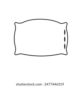 Pillow line icon. Simple black outline. Comfortable sleep vector. Minimal flat design.