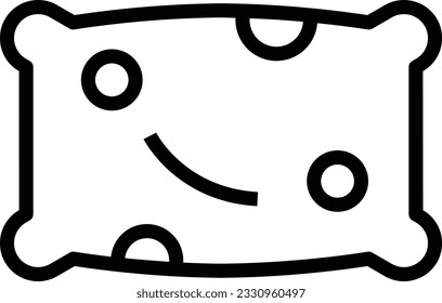 Pillow Line Icon - Single Icon, Vector
