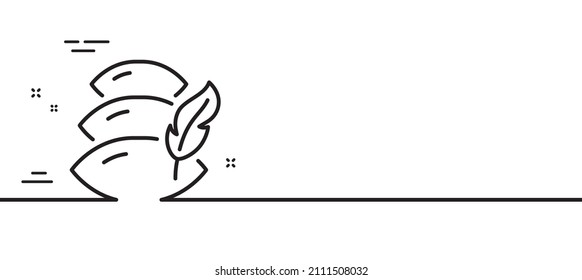 Pillow line icon. Sleep comfort sign. Night cushion symbol. Minimal line illustration background. Pillow line icon pattern banner. White web template concept. Vector