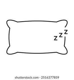 Pillow Line Icon, Symbolizing Sleep, Rest, And Relaxation. Bedtime And Sleep Hygiene Outline Icon. Isolated Vector Illustration.