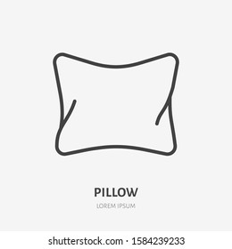 Pillow line icon, vector pictogram of bedding. Bed linen, interior illustration, home textile sign.