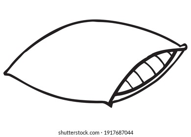 Ilustración vectorial de línea de almohadón,
aislado en fondo blanco.Vista superior