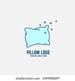 Plantilla de diseño del logotipo de almohada. ilustración vectorial de cama y alojamiento.