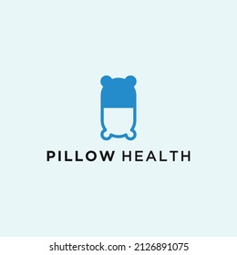 pillow logo with medicine capsule icon vector silhouette illustration template