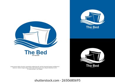 Pillow logo with soothing waves, perfect for bedding brands, hotels, or sleep-related businesses.