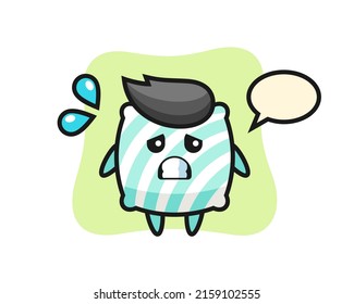 pillow mascot character with afraid gesture , cute style design for t shirt, sticker, logo element
