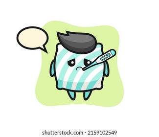 pillow mascot character with fever condition , cute style design for t shirt, sticker, logo element