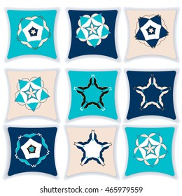 A pillow menu vector illustration. Cushions with different geometric patterns