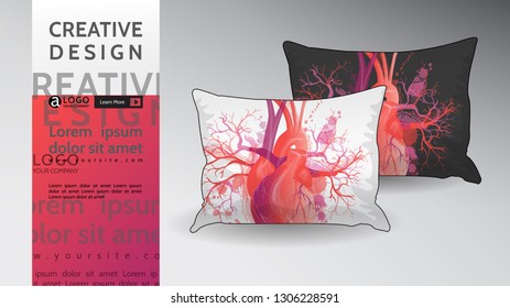 pillow Mock Up creative abstract vector heart design