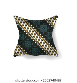 Pillow mockup with geometric traditional batik pattern graphic