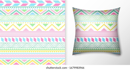 Pillow mockup icon isolated on white background. Vector illustration design for tribal cushion case mockup icon. Pillowslip cover template. Ornament pillow for decoration interior, yoga.