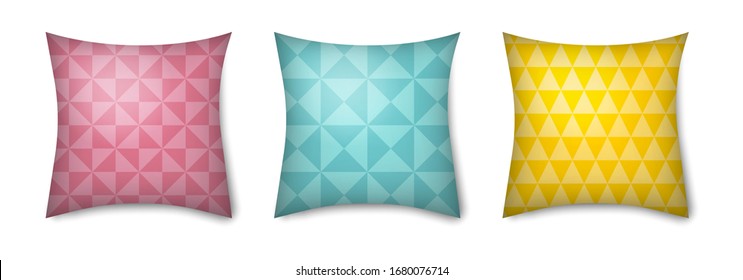 Pillow mockup icon isolated on white background. Vector illustration design for tribal cushion case mockup icon. Pillowslip cover template. Ornament pillow for decoration interior, yoga.