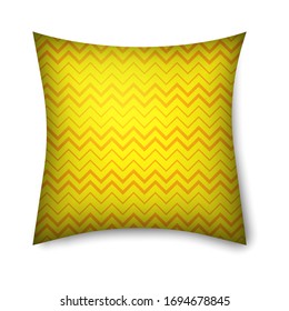 Pillow mockup icon isolated on white background. Vector illustration design for cute cushion case mockup icon. Pillowslip yellow cover template. Ornament pillow for decoration interior, yoga.
