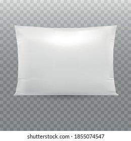 Pillow mockup isolated on a transparent background. Rectangle Shape. Vector 3d realistic. white blank template. Ready for your design. EPS10. frontal view.