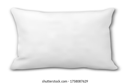 Pillow mockup. Rectangular bed cushion isolated blank. Fluffy cotton fabric 3d design. Realistic square sofa decoration product