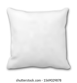 Pillow mockup. Square bed cushion isolated blank. Fluffy cotton fabric 3d blank. Realistic rectangular sofa decoration product