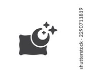 Pillow and moon vector icon. filled flat sign for mobile concept and web design. Sweet dreams glyph icon. Healthy sleep symbol, logo illustration. Vector graphics