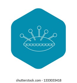 Pillow with needles icon. Outline illustration of pillow with needles vector icon for web