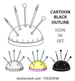 Pillow for needles.Sewing or tailoring tools kit single icon in cartoon style vector symbol stock illustration.