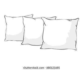 pillow on white background, vector illustration