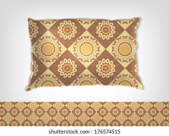 Pillow With Oriental Pattern Cofee and milk mockup