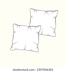 pillow out line flat sketch illustration
