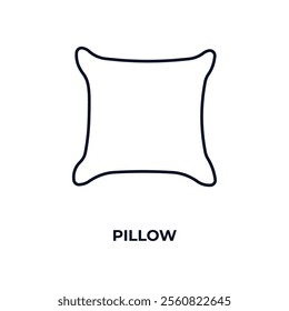 pillow outline icon. Linear vector from hotel concept. Thin line pillow icon isolated on white background