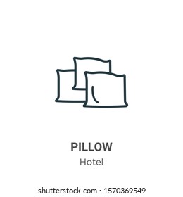 Pillow outline vector icon. Thin line black pillow icon, flat vector simple element illustration from editable hotel concept isolated on white background