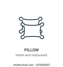 Pillow outline vector icon. Thin line black pillow icon, flat vector simple element illustration from editable hotel and restaurant concept isolated stroke on white background