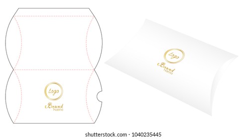 Pillow Pack Box Die-cut Template Mockup 3d